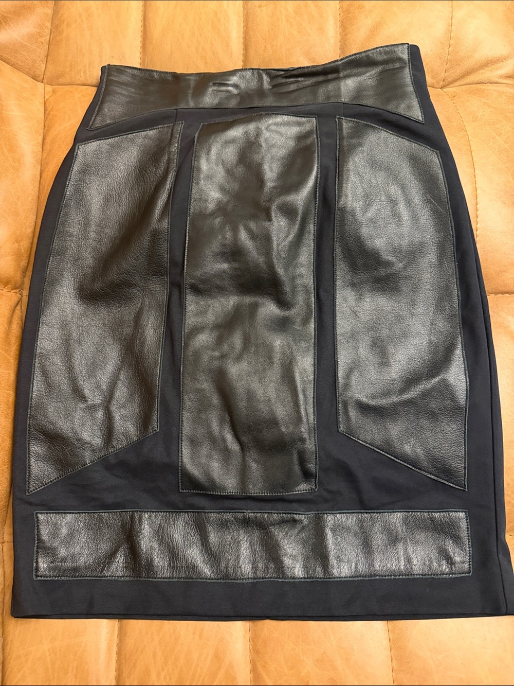 Nicole Miller Vintage Artelier Leather Combo Pencil Skirt